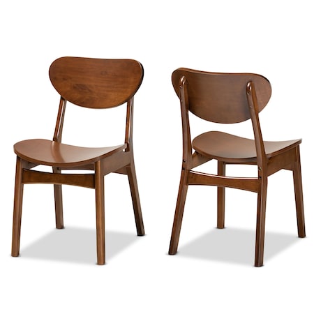 Baxton Studio Katya Mid-Century Modern Walnut Brown Finished Wood 2-Piece Dining Chair Set 183-11637-Zoro